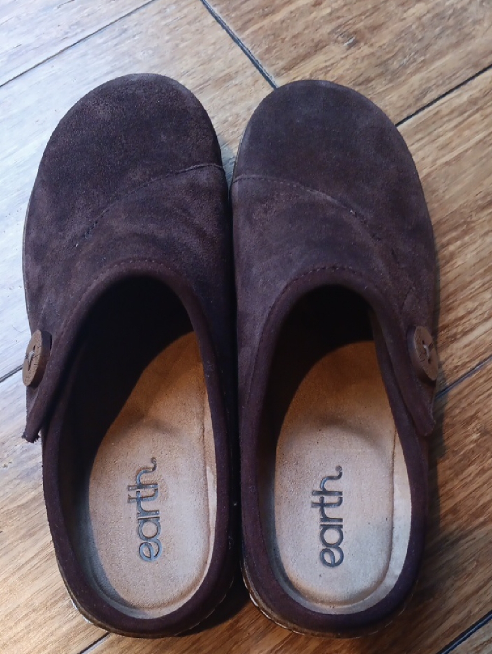 Earth Dark Brown Suede Slip-On Clogs